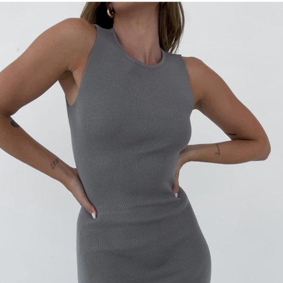 NWT Rumored Crawford Slate Grey Maxi Dress Women's Small S - Picture 3 of 9